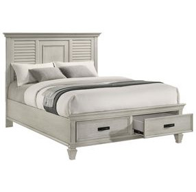 Franco Antique White Queen Panel Storage Bed