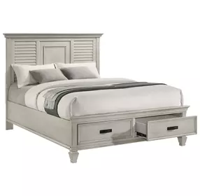 Franco Antique White Queen Panel Storage Bed