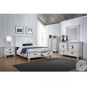 Franco Antique White Panel Storage Bedroom set