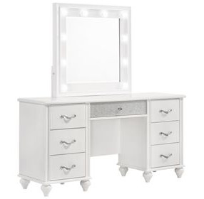 Barzini White Vanity Desk with Mirror