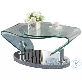 2062 Clear Glass And Polished Stainless Steel Motion Cocktail Table