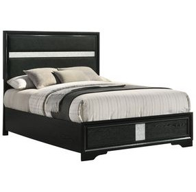 Miranda Black Full Upholstered Panel Bed