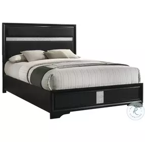 Miranda Black King Upholstered Panel Bed