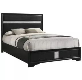 Miranda Black California King Upholstered Panel Bed