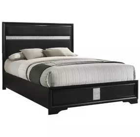 Miranda Black Queen Upholstered Panel Bed