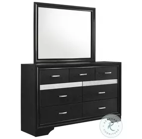 Miranda Black 7 Drawer Dresser with Mirror