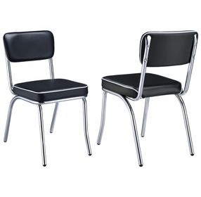 Retro Black Black Dining Chair Set of 2