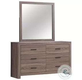 Brantford Barrel Oak 6 Drawer Dresser with Mirror