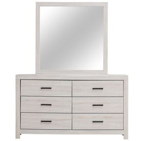 Brantford Coastal White 6 Drawer Dresser with Mirror
