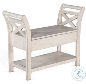 Willow Nest Marble White 36" Accent Bench with Storage