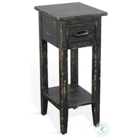 Seabright Black Rectangular Chair Side Table with Drawer