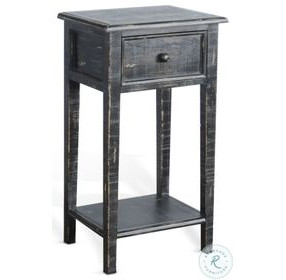 Seabright Black Sand Rectangular Side Table with Drawer