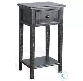 Seabright Black Sand Rectangular Side Table with Drawer