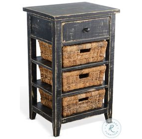 Rustic Refined Black Sand Rectangular Storage Table