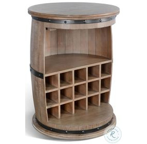 Sagewyn Natural Half Barrel Wine Bar with Metal Accents