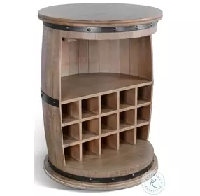 Sagewyn Natural Half Barrel Wine Bar with Metal Accents