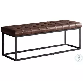 Global Archive Dark Sienna Leather Hogan Bench
