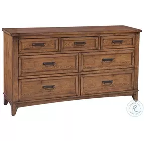 Oakdale Honey Oak 7 Drawer Dresser