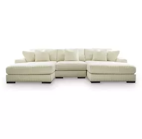 Lindyn Ivory 3 Piece Sectional with Double Chaise