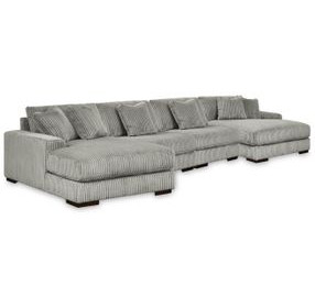 Lindyn Fog 4 Piece Modular Sectional with Double Chaise and Pillows