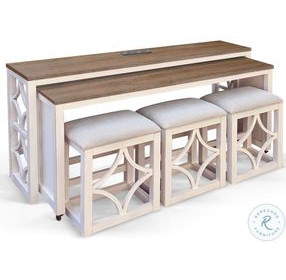Hearthwood Haven White 5 Piece 72" Rectangular Nesting Console Table with Stools