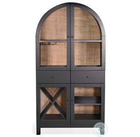 Hearthwood Haven Black 4 Glass Door Wine Bar Cabinet