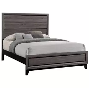 Watson Gray Oak And Black Queen Panel Bed