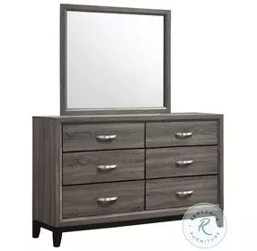 Watson Gray Oak 6 Drawer Dresser with Mirror