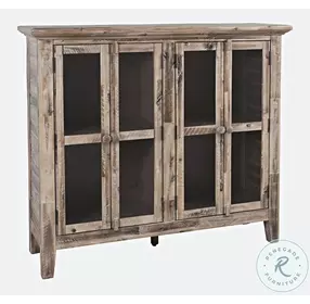 Rustic Shores Grey Wash 4 Door Accent Cabinet