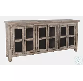 Rustic Shores Grey Wash 6 Door Low Accent Cabinet