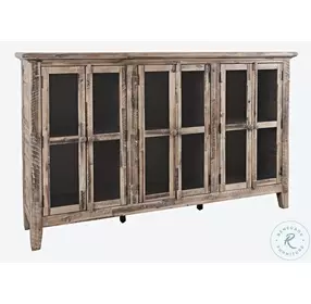 Rustic Shores Grey Wash 6 Door Accent Cabinet