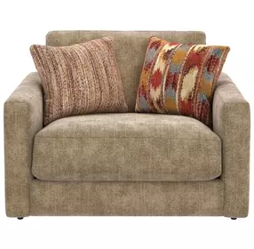 Avondale Burlap Upholstered Chair and A Half with Pillows
