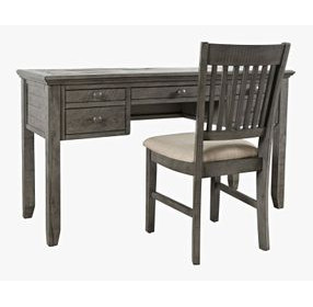 Rustic Shores Stone 56" Desk and Upholstered Chair Set with USB Charging