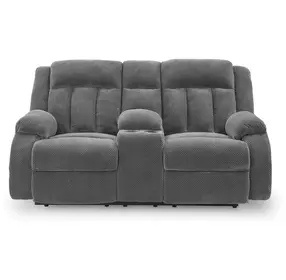 Greely Bend Steel Leather 75" Power Reclining Loveseat with USB Charging
