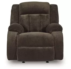 Greely Bend Chocolate Rocker Power Recliner with USB Charging