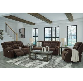 Free Wake Chocolate Power Reclining Living Room Set with Drop Down Table and USB Charging