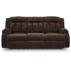 Free Wake Chocolate 85" Power Reclining Sofa with Drop Down Table and USB Charging