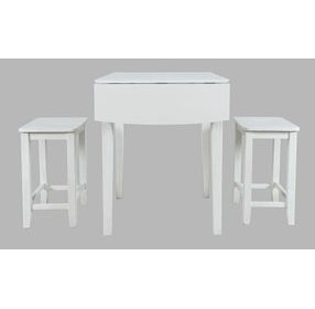 Eastern Tides Brushed White 3 Piece Counter Height Dining Set