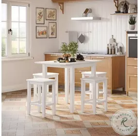 Eastern Tides Brushed White Drop Leaf Counter Height Dining Room Set