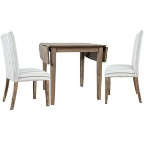 Eastern Tides Brown and Blue Stripe Upholstered 3 Piece Dining Set