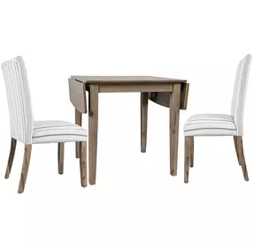 Eastern Tides Brown and Blue Stripe Upholstered 3 Piece Dining Set