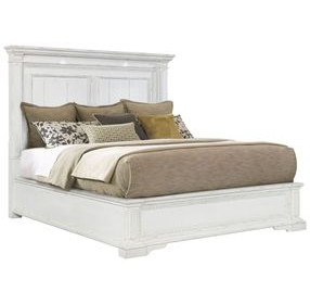 McKinney Vintage White King Panel Bed with LED Light