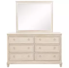 Pembroke Washed Oak 6 Drawer Dresser with Mirror