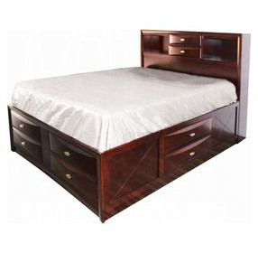 Ireland Espresso Queen Bookcase and Storage Bed