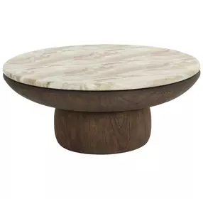 Orina Macchiato and Brown Outdoor Round Coffee Table
