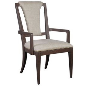 Verbatim Beige Performance Fabric Arm Chair with Nailhead Trim