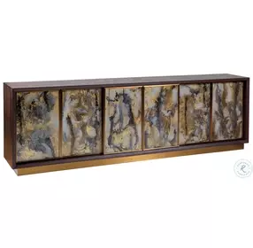 Verbatim Rich Brown Wire Brushed And Antique Brass Long TV Stand