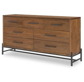 Midland Warm Amber and Matte Black 7 Drawer Dresser