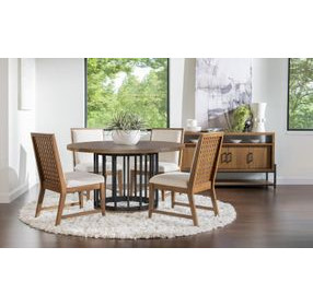 Midland Warm Amber and Matte Black 54" Round Dining Room Set