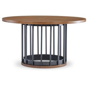 Midland Warm Amber and Matte Black 54" Round Dining Table